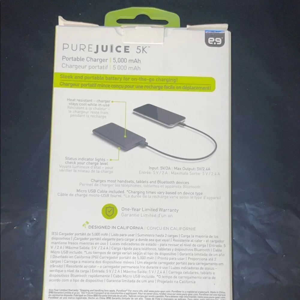 PureJuice 5K Portable Charger - Black